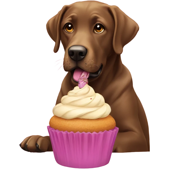 Lab eating cupcake  emoji