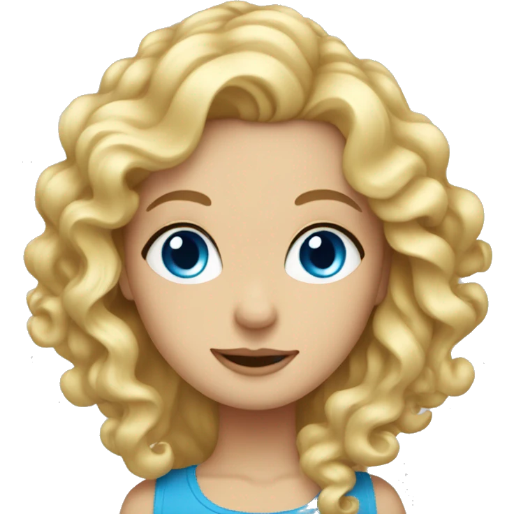 Blonde girl with blue eyes and curled hair  emoji