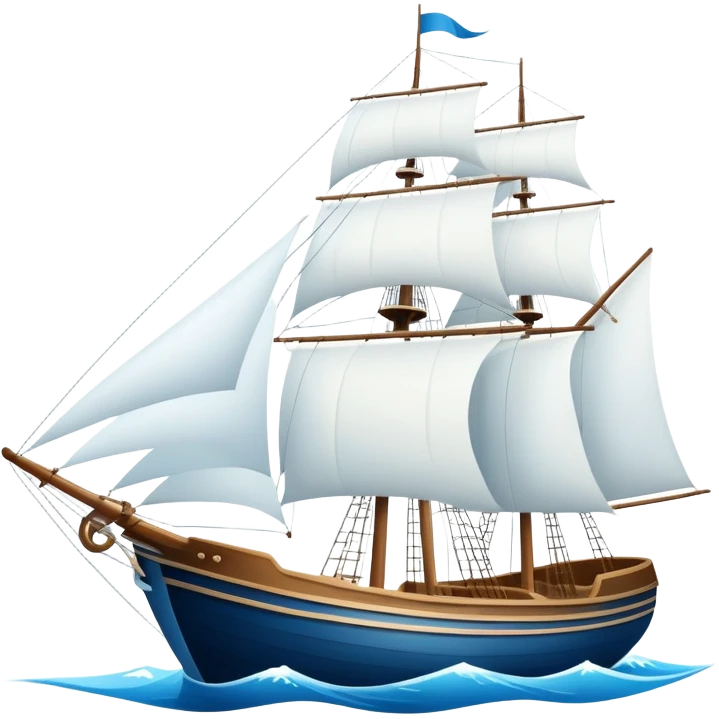 A sailing ship with large sails on the ocean emoji