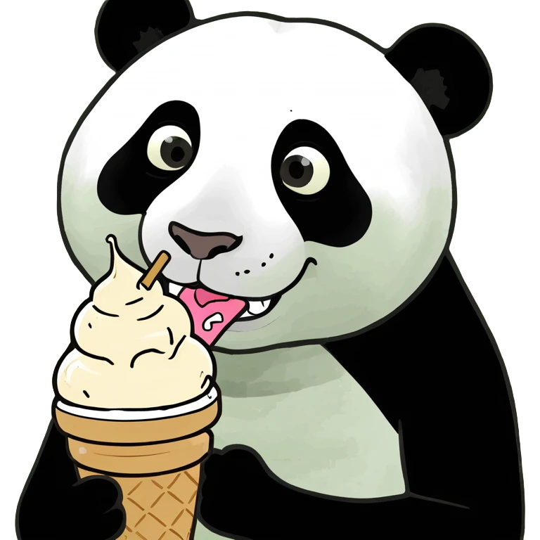 Panda eating ice cream emoji