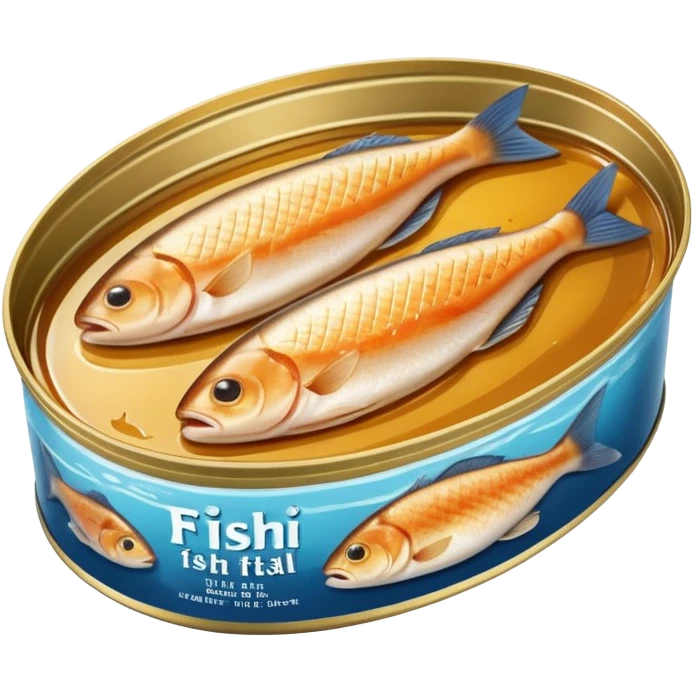oval metal tin slightly open revealing firm light brown fish fillets packed in oil with soft sheen and visible grain shallow can with rolled edge typical of preserved fish packaging no fork herbs or label just opened tin and fish soft lighting subtle shadows emoji scale emoji