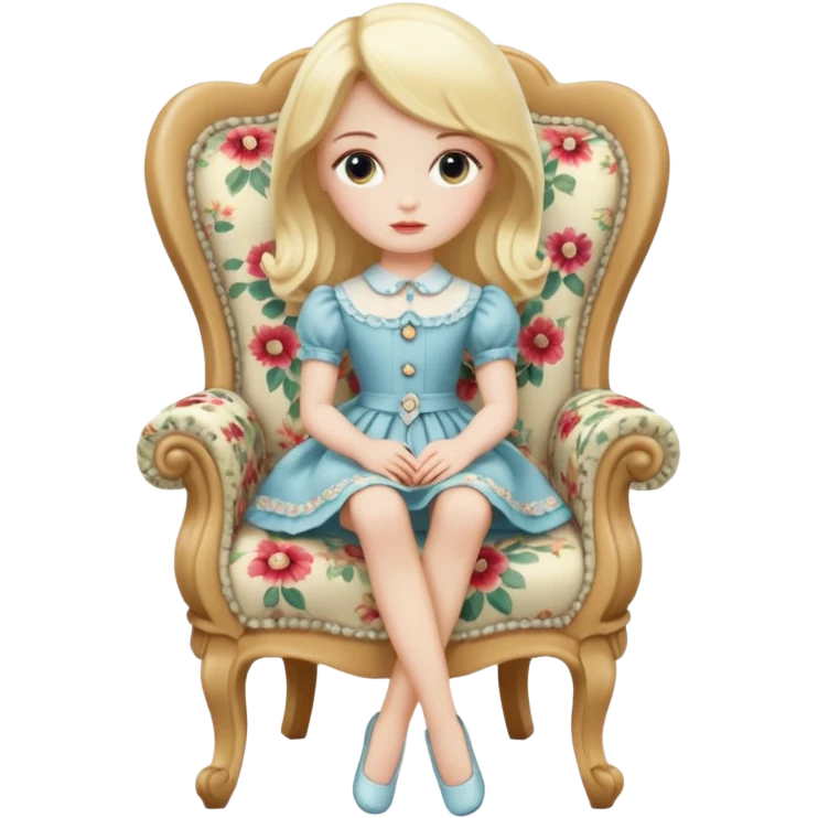 Blonde Doll Sitting On The Chair emoji