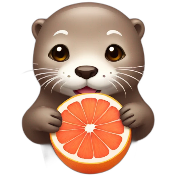 Cute otter with grapefruit emoji