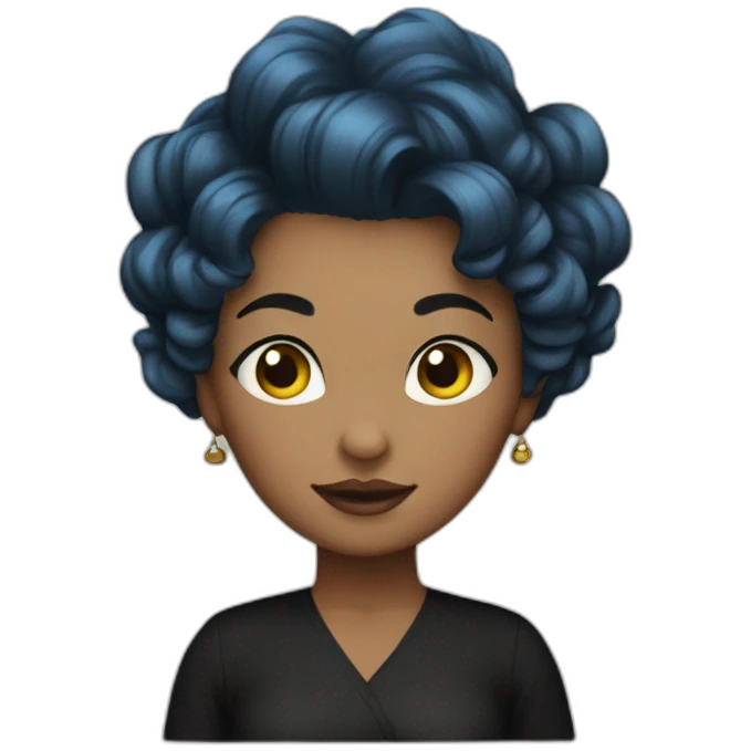 mommy blue hair in black full skirt emoji