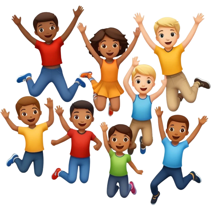 group of children jumping in the air, fun and lively emoji