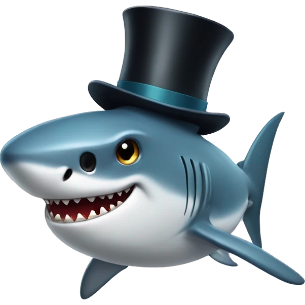 Shark with a top hat emoji
