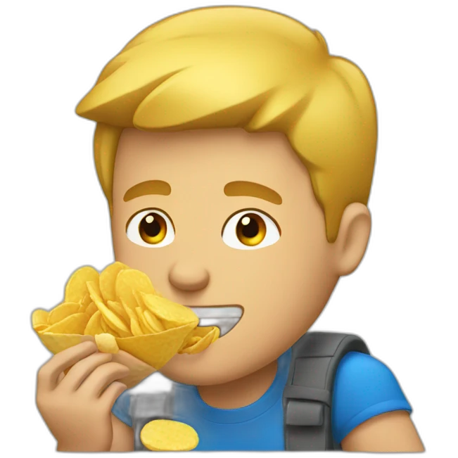 guy eating chips emoji