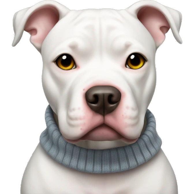 White pit bull wearing a sweater emoji