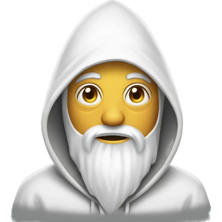 Wizard in white pointed hoodie with face covered and eye holes emoji