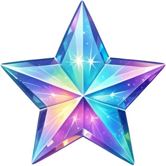 hd detailed glittering holographic star shaped crystal emoji