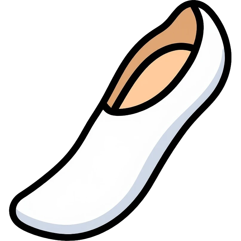 white sock cut open showing the inside insole texture from bottom view emoji