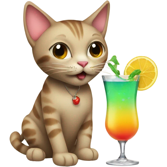 Cat drinking a cocktail emoji