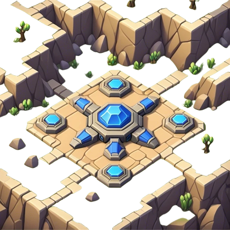 StarCraft-inspired, isometric RTS rugged terrain tile emoji