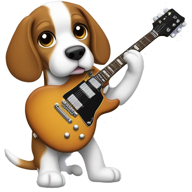 Beagle playing Gibson SG  emoji