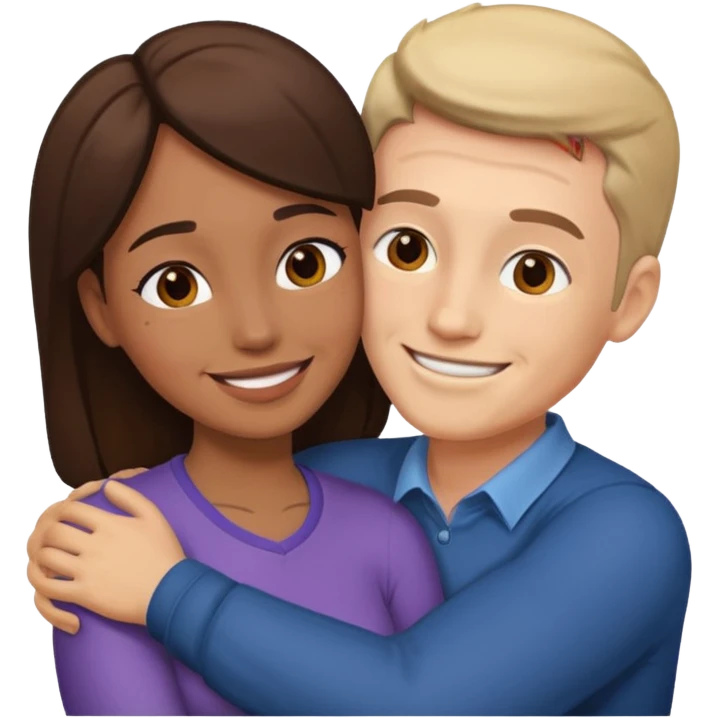 Two people hugging facing each other, one male one female emoji