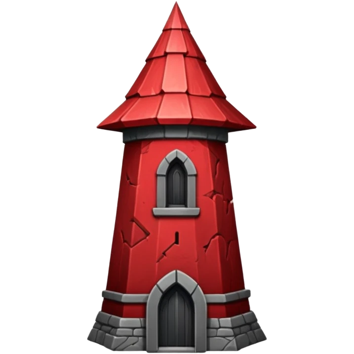 iOS sticker, dark fantasy tower, monochrome red, minimal emoji