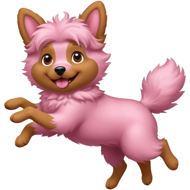 pink girly dog jumping in the air emoji