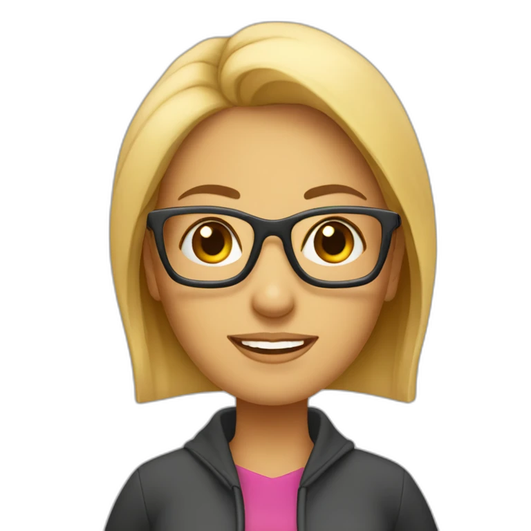 Mujer estudiante mediana edad rubia y con gafas emoji