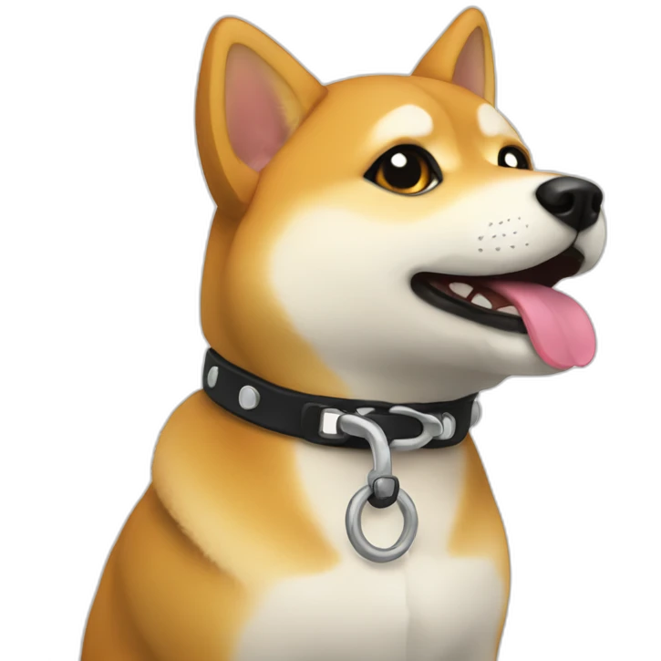 shiba with collar and leash emoji