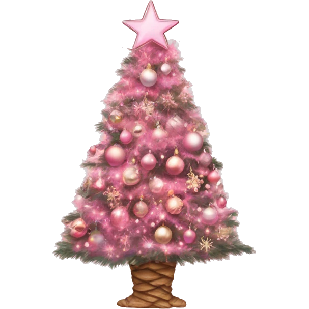 Christmas tree pink aesthetic and decorated emoji