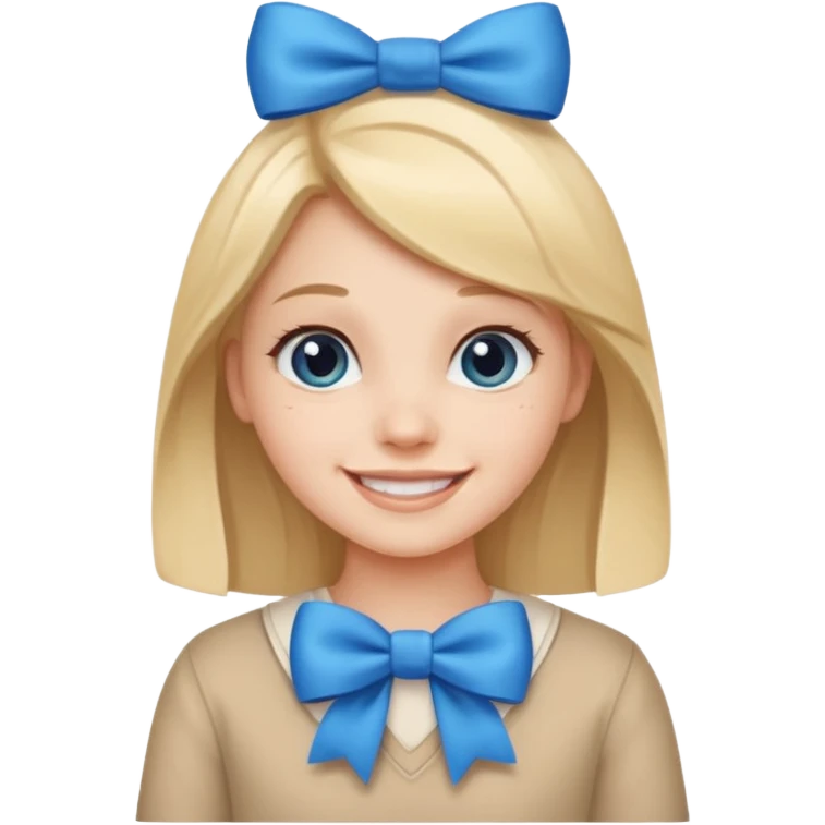 girl tied with blue bow emoji