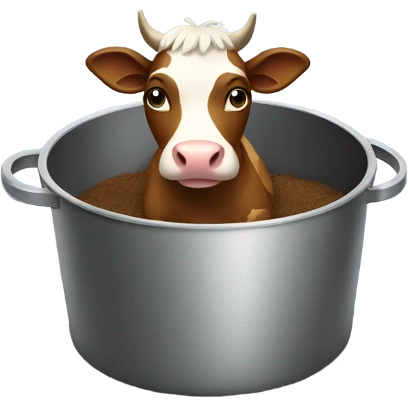 The cow is sitting in a pot emoji