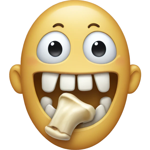 Smiling and drooling with a bone in mouth emoji