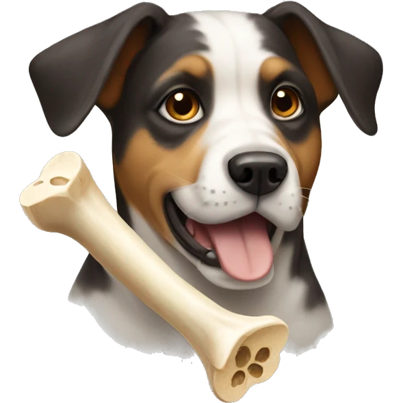 Dog with a bone in moth  emoji