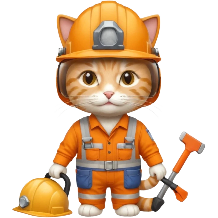 cat, handyman Outfit, wearing a Helmet emoji