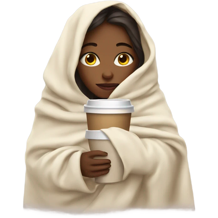 girl inside a blanket sipping coffee eyes closed emoji