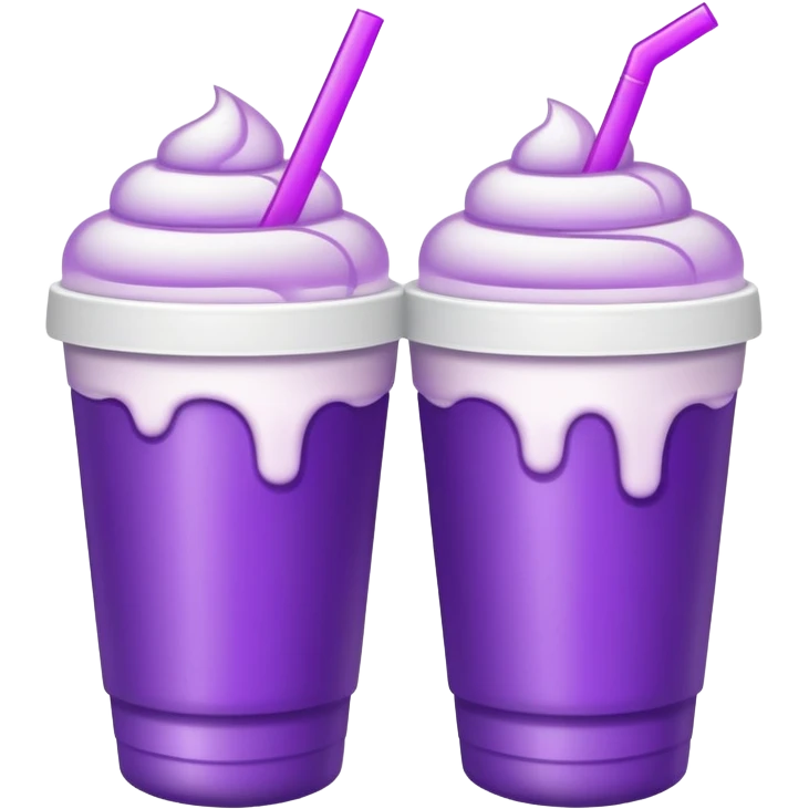 Two foam cups stacked on one another, filled with a purple drink emoji