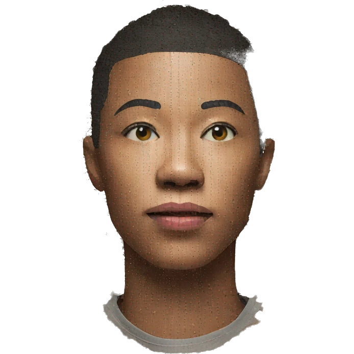 Person face portrait made entirely of a collage emoji