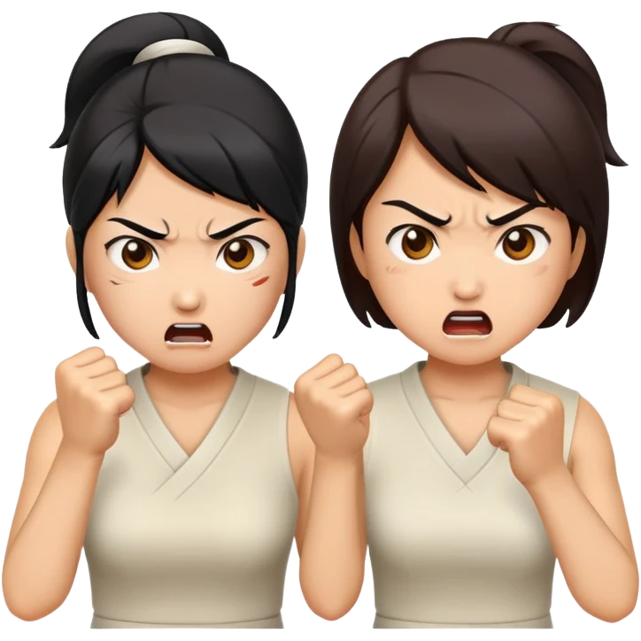 two asian women punching and attacking each other emoji