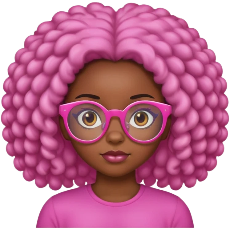 Puffy hair black girl with pink glasses  emoji