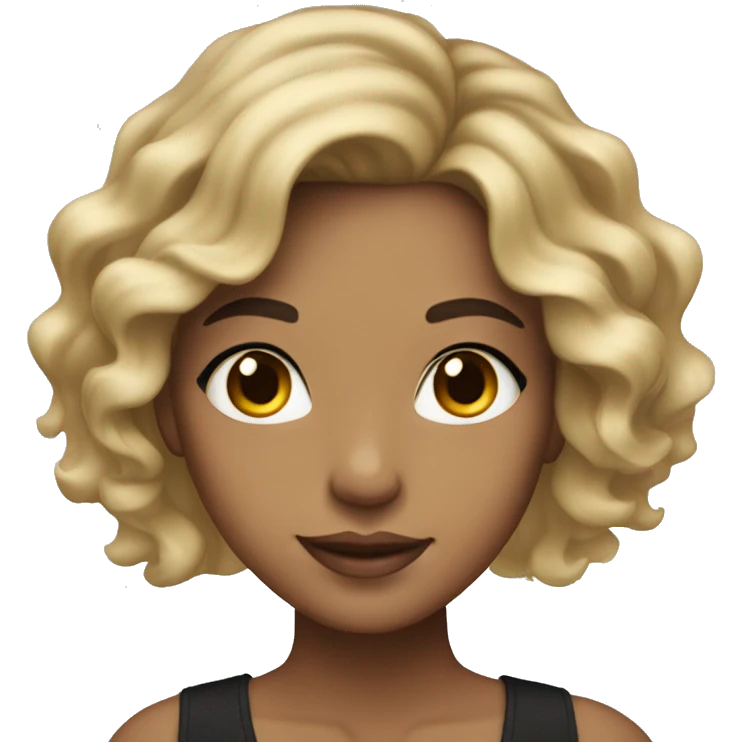 A girl with Latina makeup with wavy hair and brown hair with blonde highlights  emoji