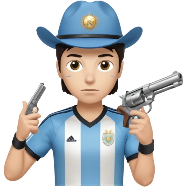 haz un turro con una biszera para atras y con un arma remera argentina pero arma de fuego que tenga un revolver solo que tenga una bicera para atras emoji
