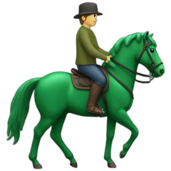 Personne sur le dos d'un cheval vert emoji