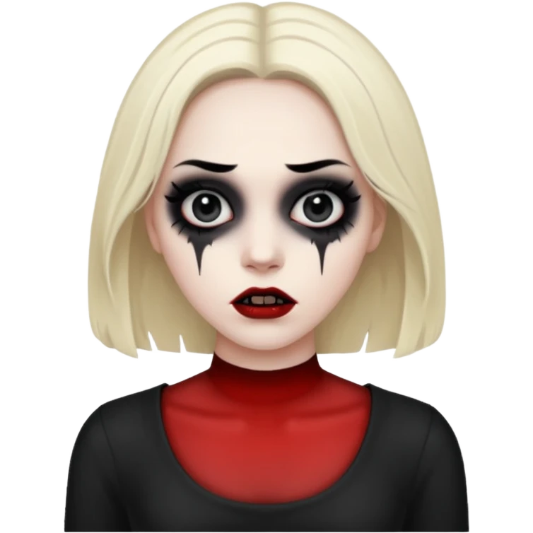 A realistic woman in horror, waist-length portrait emoji