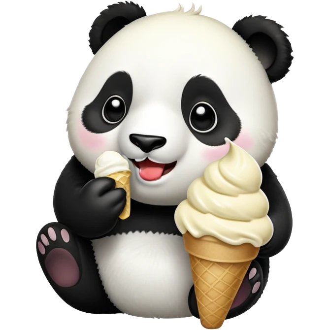 Panda eating ice cream emoji