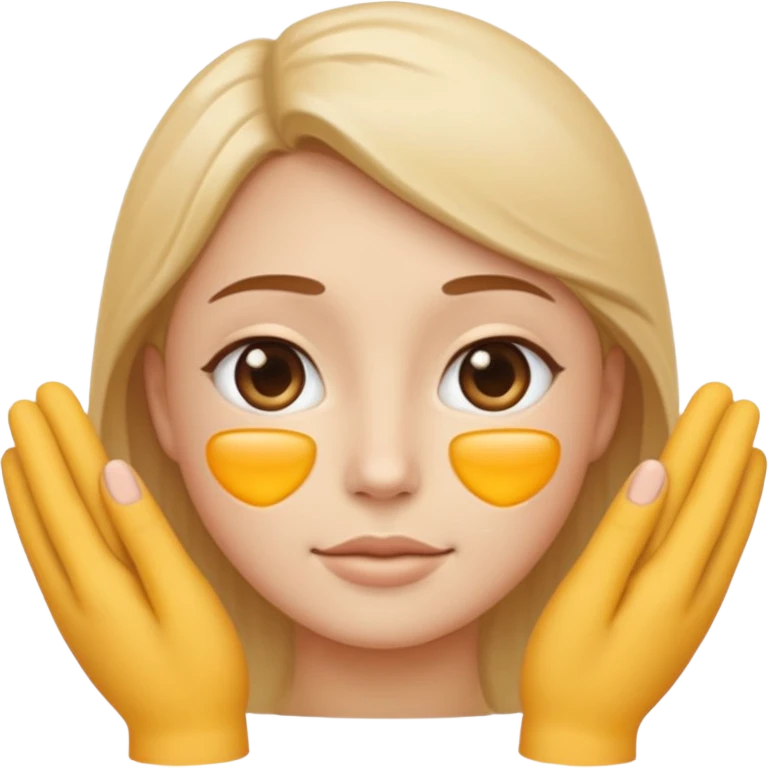 Minimal emoji representing reduced facial puffiness, soft hand gesture shaping the face contour, balanced and natural appearance, wellness-focused, simple and easy to understand
 emoji