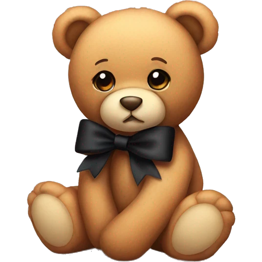 Cute teddy bear with black bow emoji