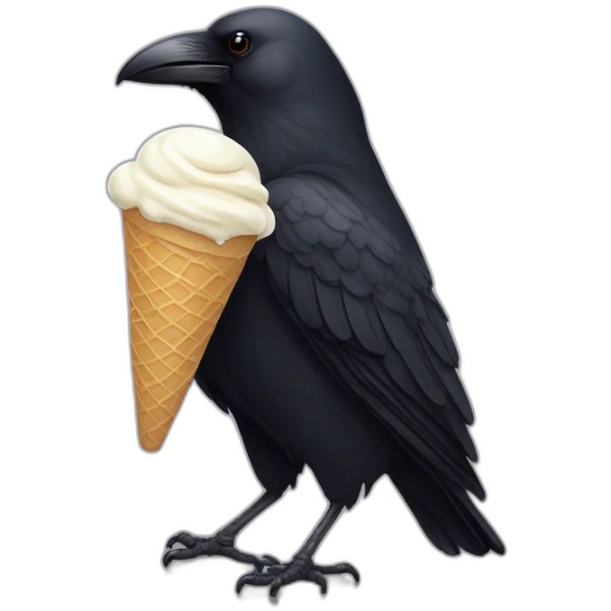 crow eating ice cream emoji