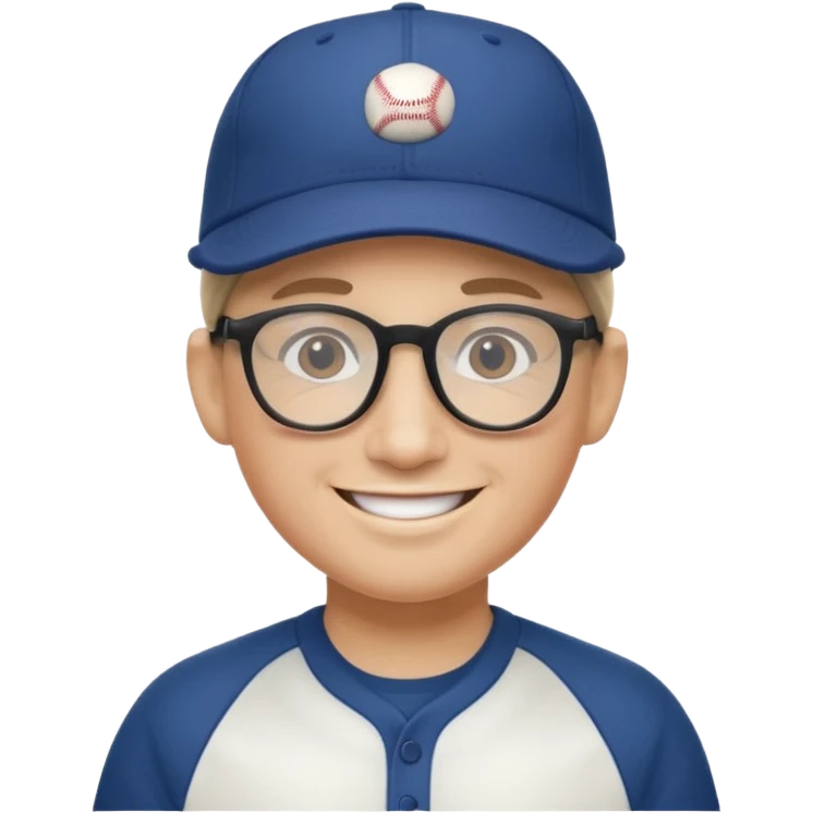 smiling face emoji, baseball hat, glasses emoji