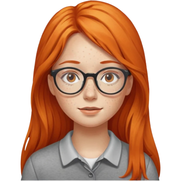 Girl with long orange hair and glasses emoji