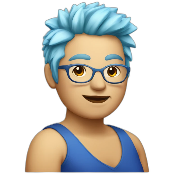 Older fat lesbian Chilean very short spiky bright blue hair emoji