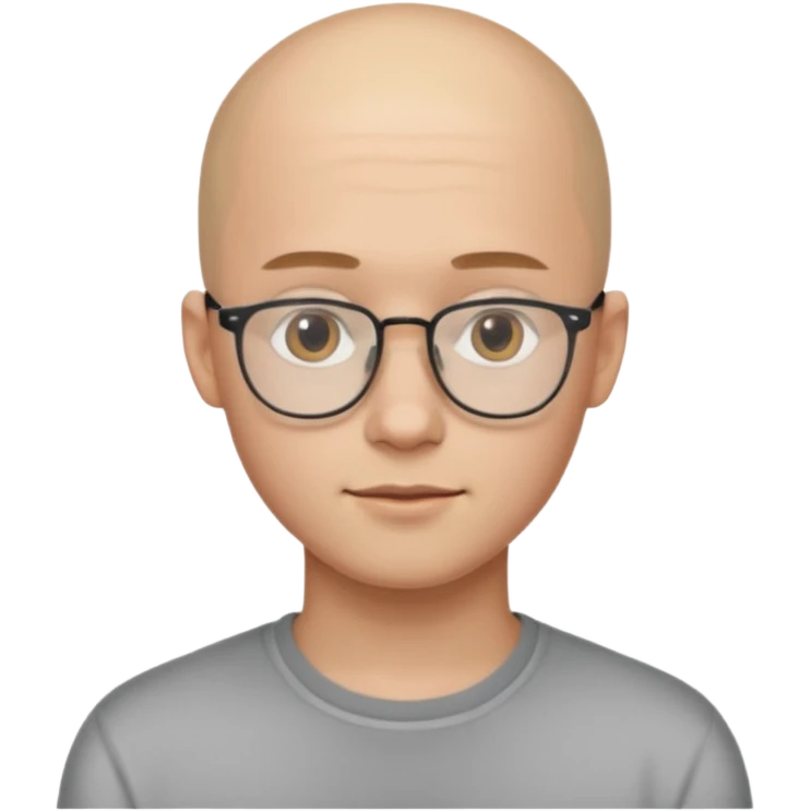 он лысый должен быть очень молодой парень лет 18 , очень тонкие очки, а так же борода нужно прямо еще моложе emoji