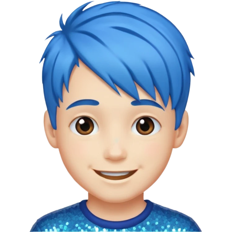 glitter blue gamer Boy happy blue hair emoji