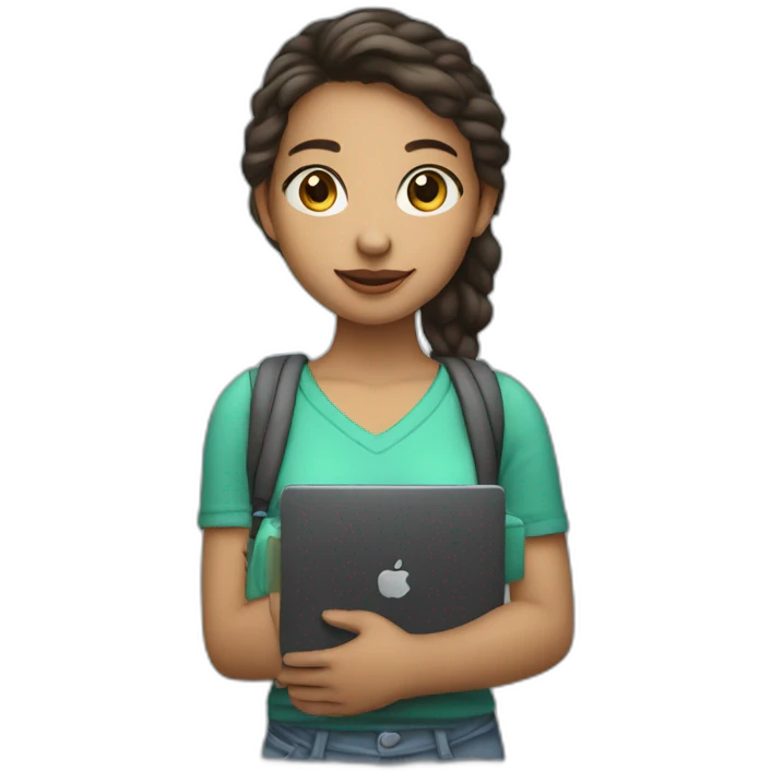 IT light skin girl student holding laptop emoji