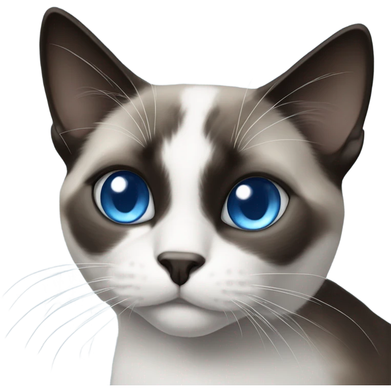 Black and white snowshoe cat with blue eyes emoji