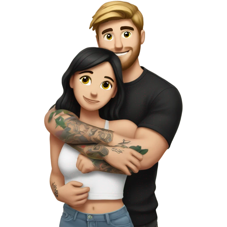 mr beast with tattoos hugging brunette girl emoji